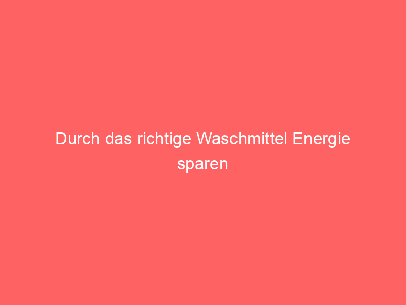 durch das richtige waschmittel energie sparen